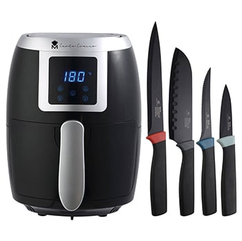 Freidora de aire 100w Masterpro con 4 cuchillos aceor inox. Bergner Negro