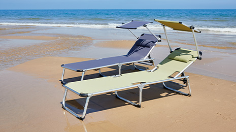 Tumbona reclinable con parasol