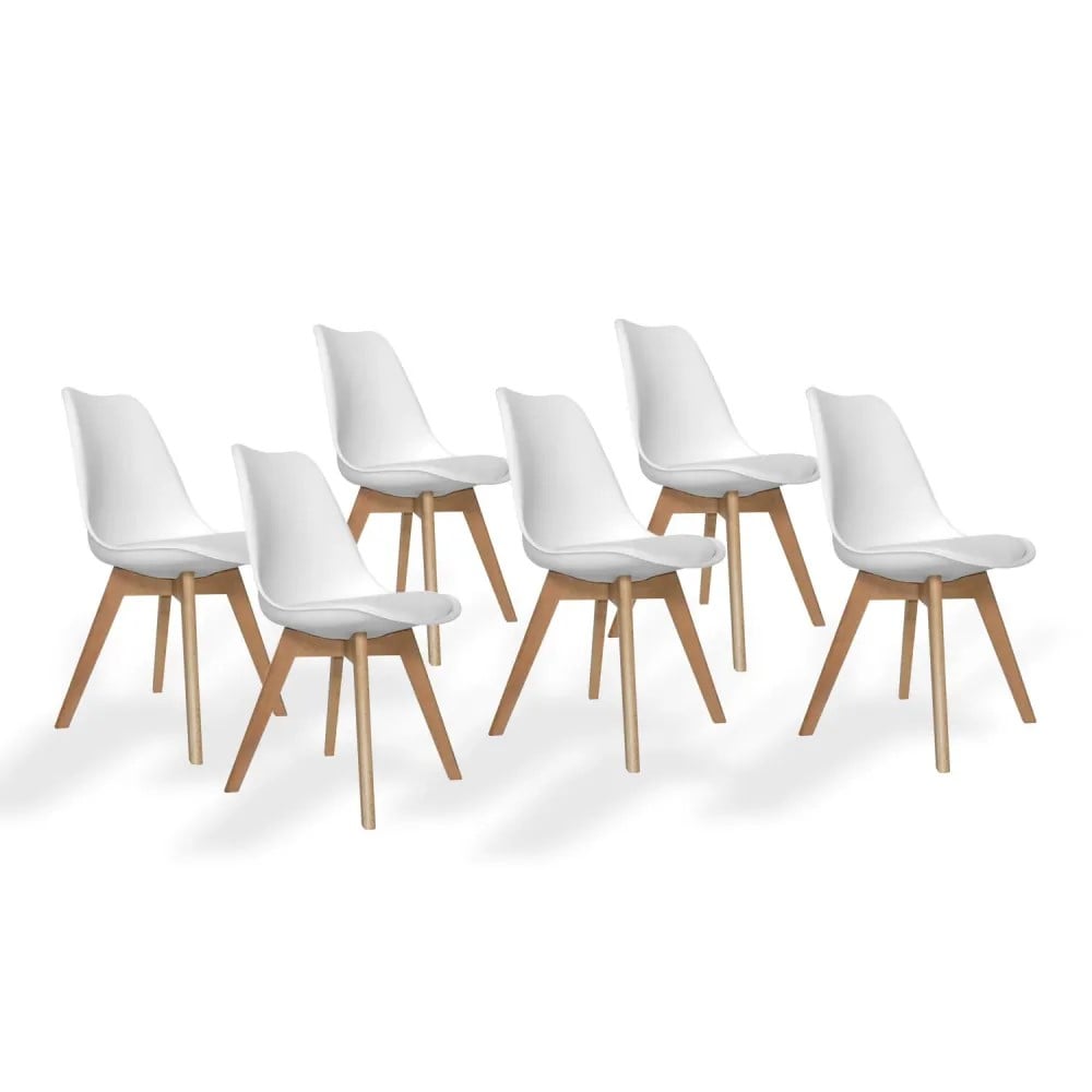 Pack 6 Sillas Tower Wood Blancas Extra Quality