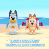 Bluey Pack 2 Figuras Pack Sirena, el Día de Playa y Los Super héroes +3 años