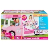 Barbie - Caravana para acampar 3 en 1 con piscina, camioneta, barca y 50 accesorios