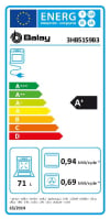 Horno Multifunción Balay 3HB5159B3, 3400 W, 71 L, Apertura Abatible, 7 Funciones de Cocción, Eficiencia A+ - Blanco