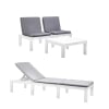 Conjunto de Jardín Mesa + 2 Sillones y Tumbona con Cojines.  Duetto Blanco- Antracita