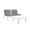Conjunto de Jardín Mesa + 2 Sillones y Tumbona con Cojines.  Duetto Blanco- Antracita