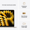 Portátil Apple MacBook Air MW0Y3Y/A, Chip M4, 16GB, 256GB SSD, 13,6" - 34,54 cm, Liquid Retina - Blanco Estrella