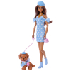 Barbie Twinning Morena con Perro, Muñeca con Vestido y Accesorios +3 años