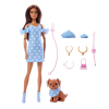 Barbie Twinning Morena con Perro, Muñeca con Vestido y Accesorios +3 años