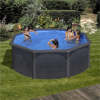 Conjunto Piscina Redonda 460x120 Imitación Grafito. Incluye Escalera y Depuradora de Arena