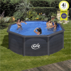 Conjunto Piscina Redonda 350x120 Imitación Grafito. Incluye Escalera y Depuradora de Arena