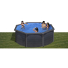 Conjunto Piscina Redonda 350x120 Imitación Grafito. Incluye Escalera y Depuradora de Arena
