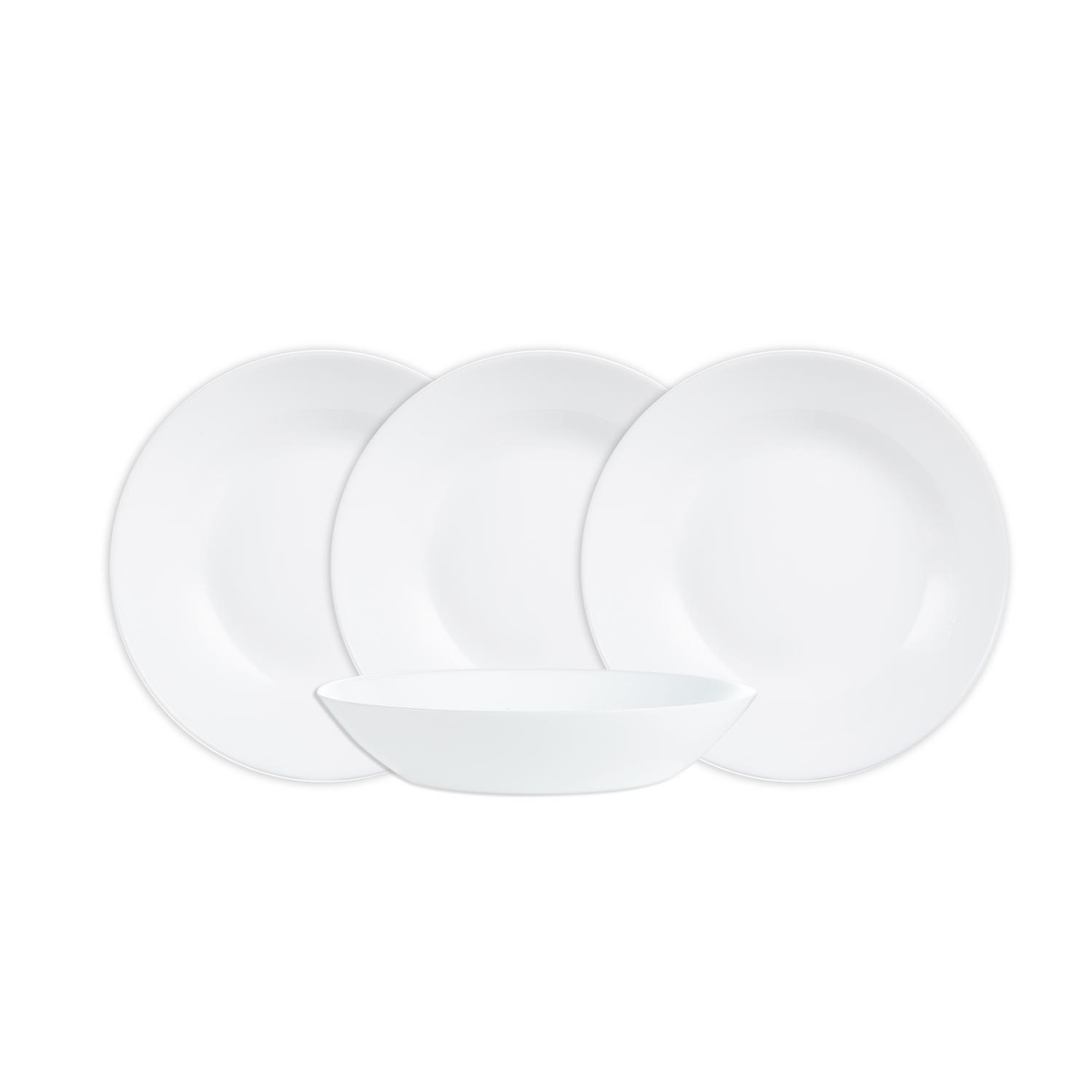 Set De 2 Platos Hondos Blancos De 20 Cm - Vidrio Templado Extra Resistente, Apto Para Lavavajillas Y Microondas