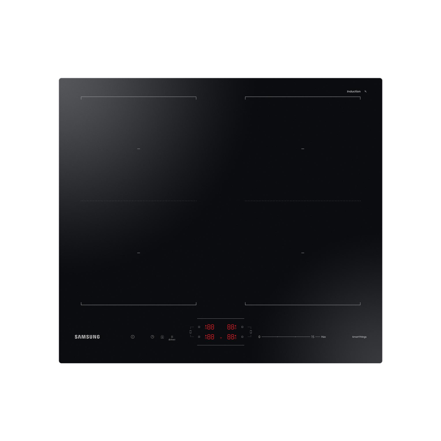 Placa de Inducción Samsung NZ64B5066KK, 7400 W, 59 cm, 4 Zonas de Cocción, 15 Niveles de Potencia
