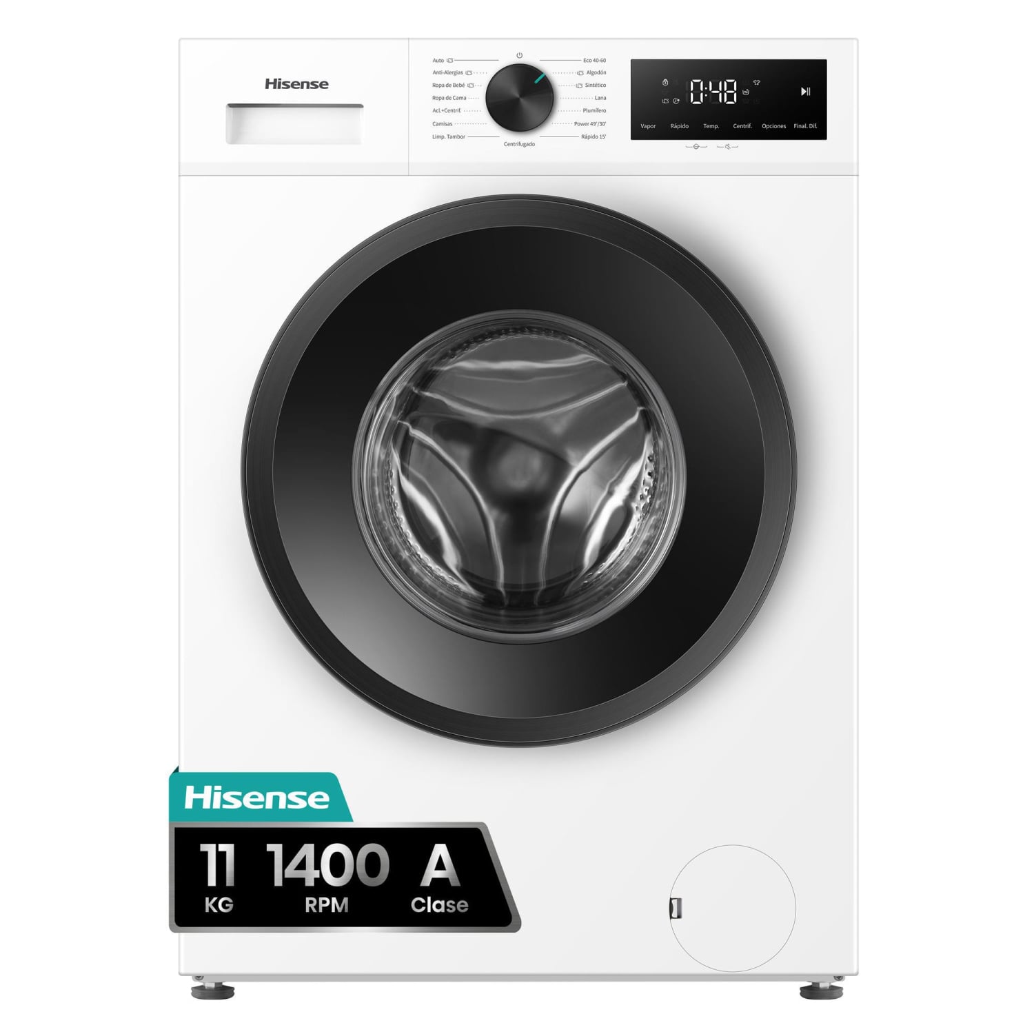 Lavadora Hisense WF1I1142BWL, 11 kg, Carga Frontal, 1400 rpm, Clase A - Blanco