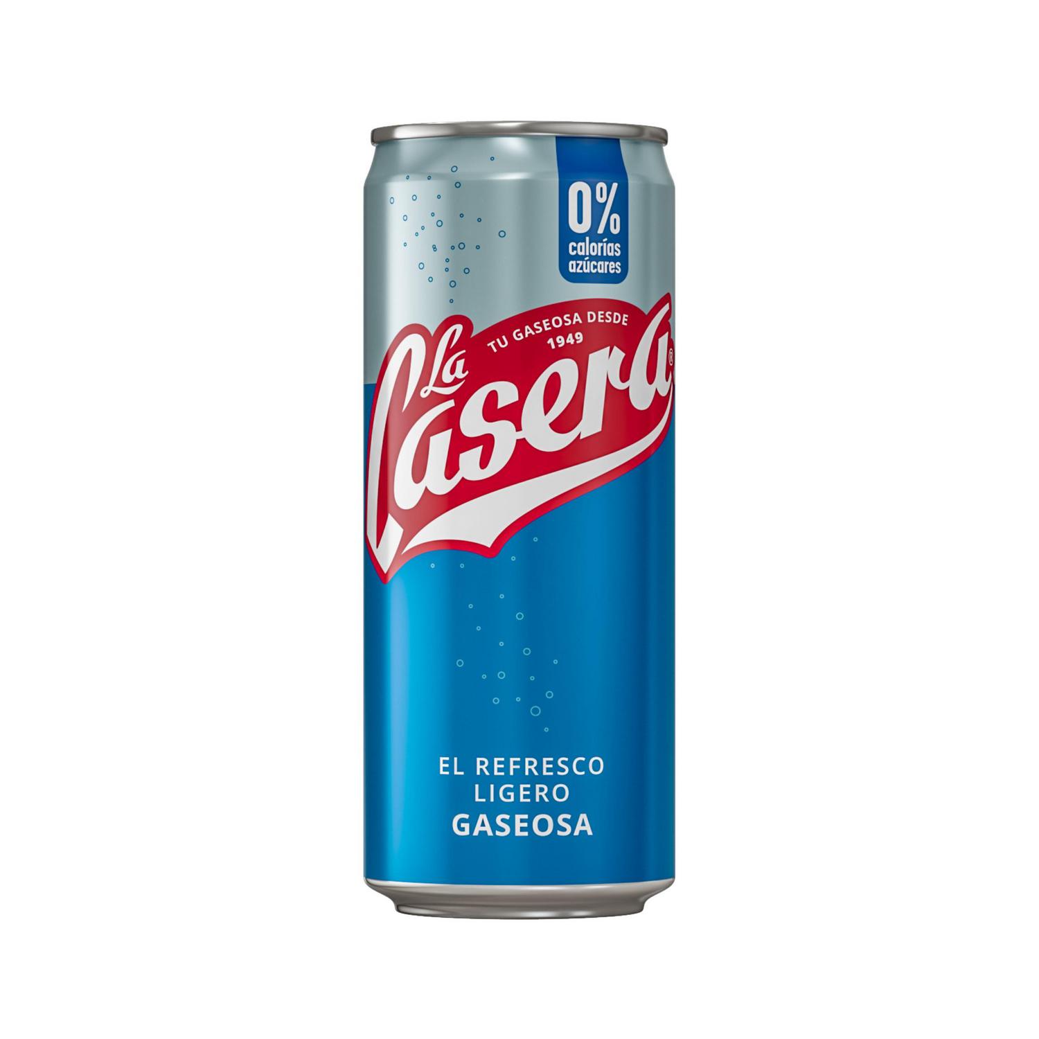 Gaseosa La Casera cero azúcares y calorías lata 33 cl.