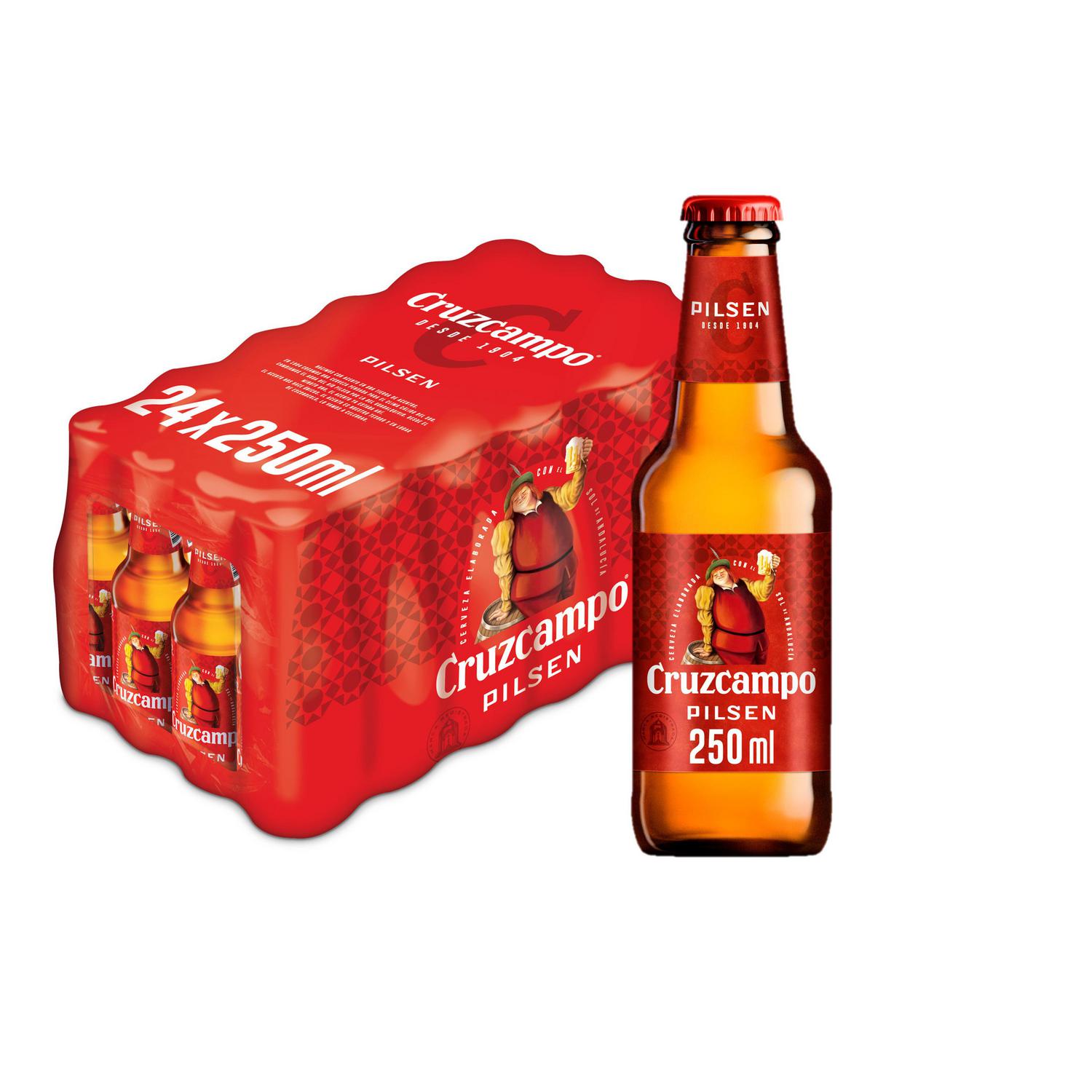 Cerveza Cruzcampo pilsen pack 24 botellas 25 cl.