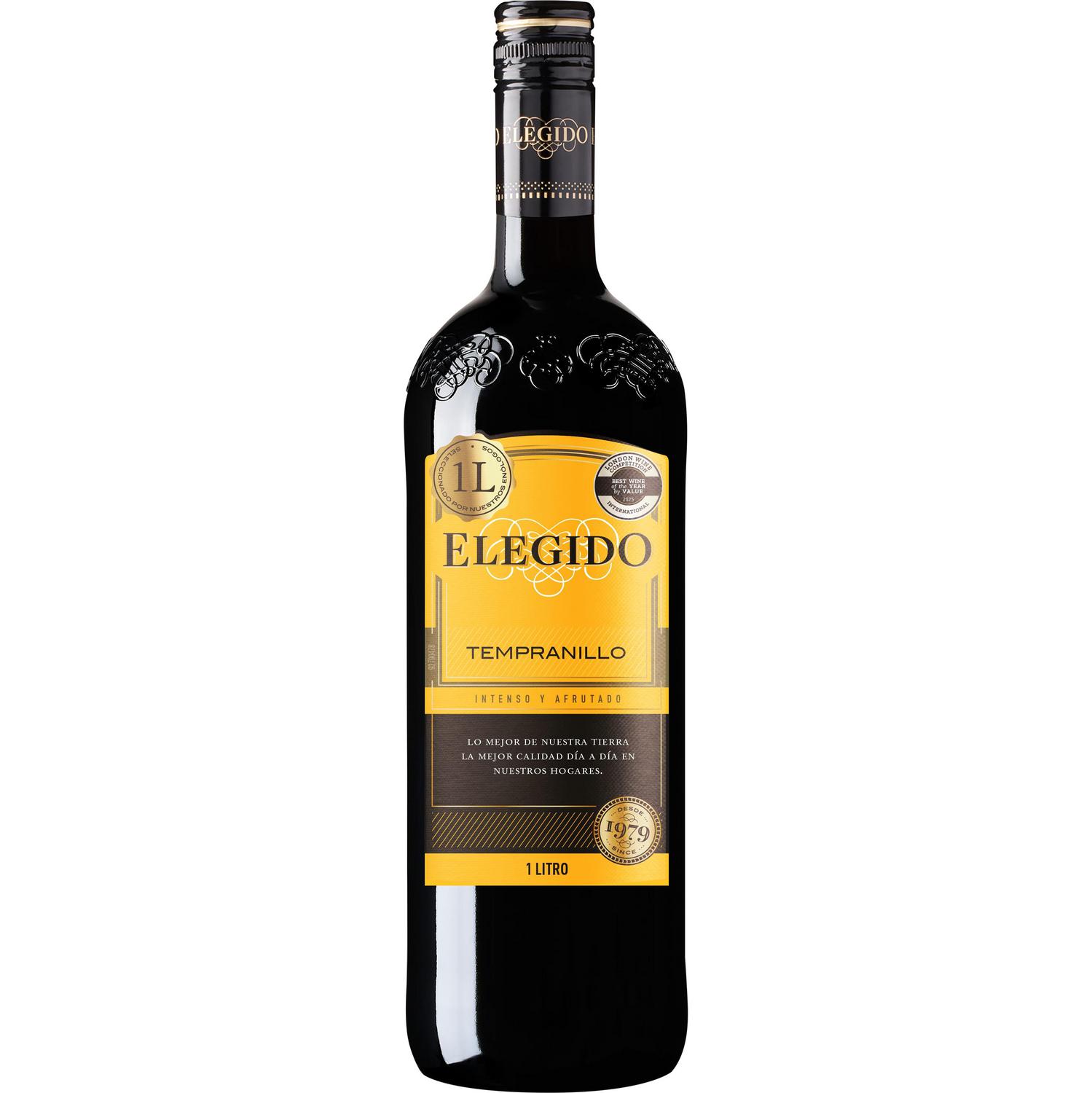 Vino tinto tempranillo Elegido 1 l.