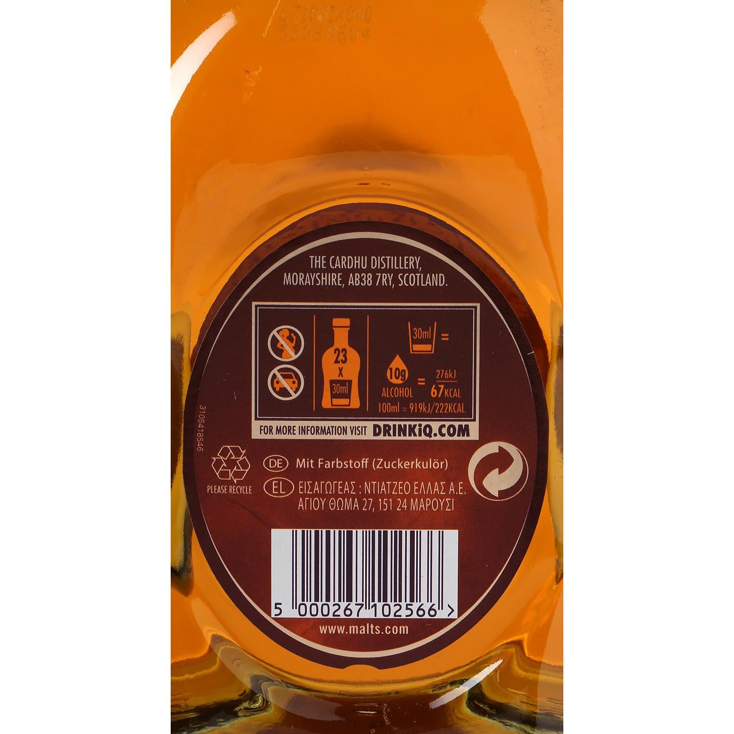 Whisky Cardhu escocés 12 años 70 cl.