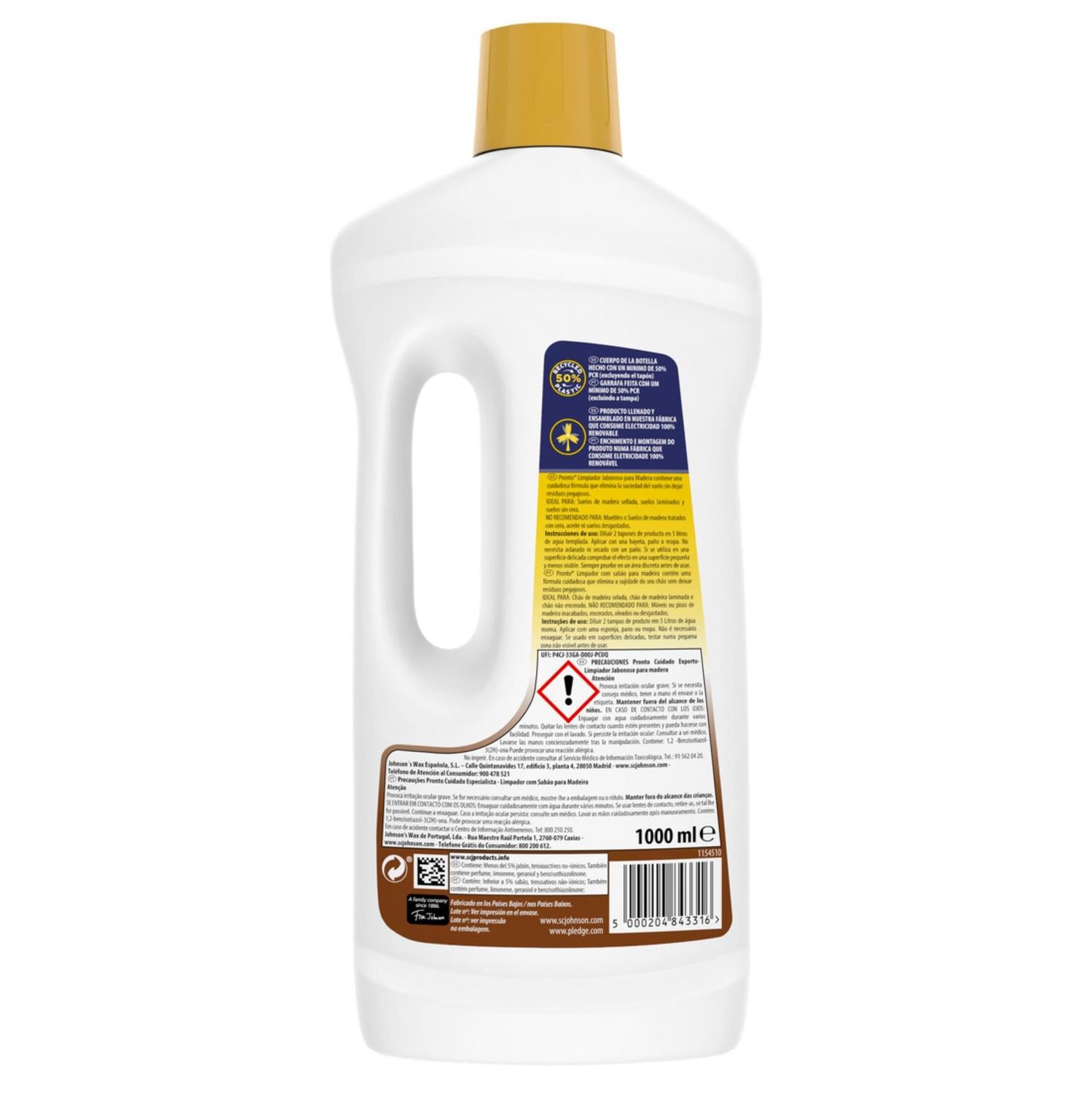 Limpiador jabonoso para madera original Pronto 750 ml.