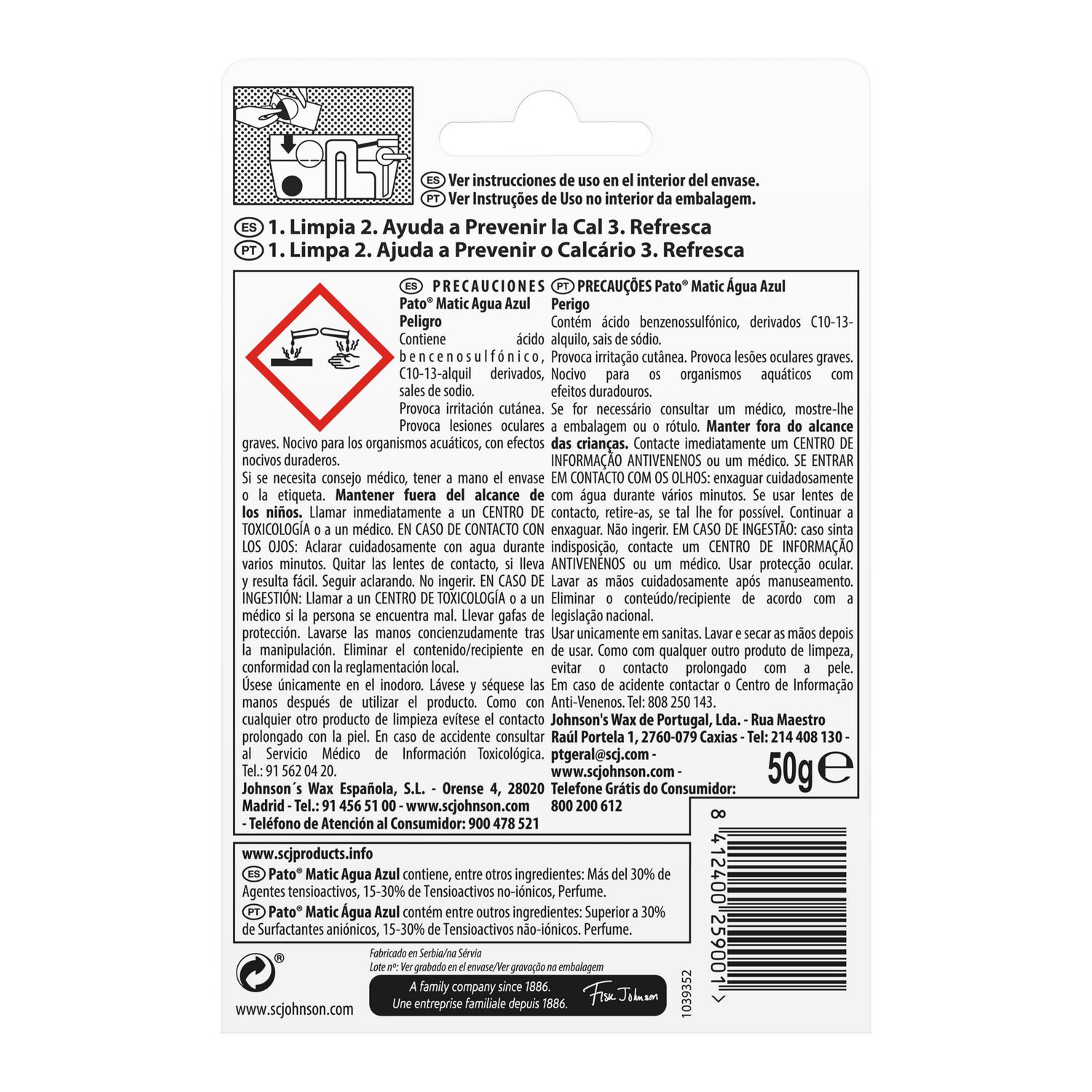 Desinfectante WC Matic activo azul Pato 1 ud.