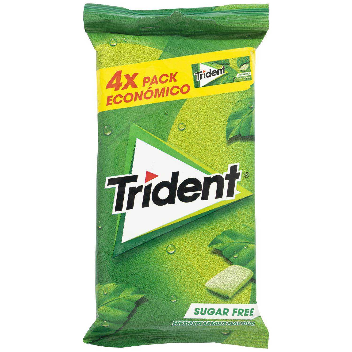 Chicles sabor clorofila Trident sin azúcar pack de 4 unidades de 14 g.