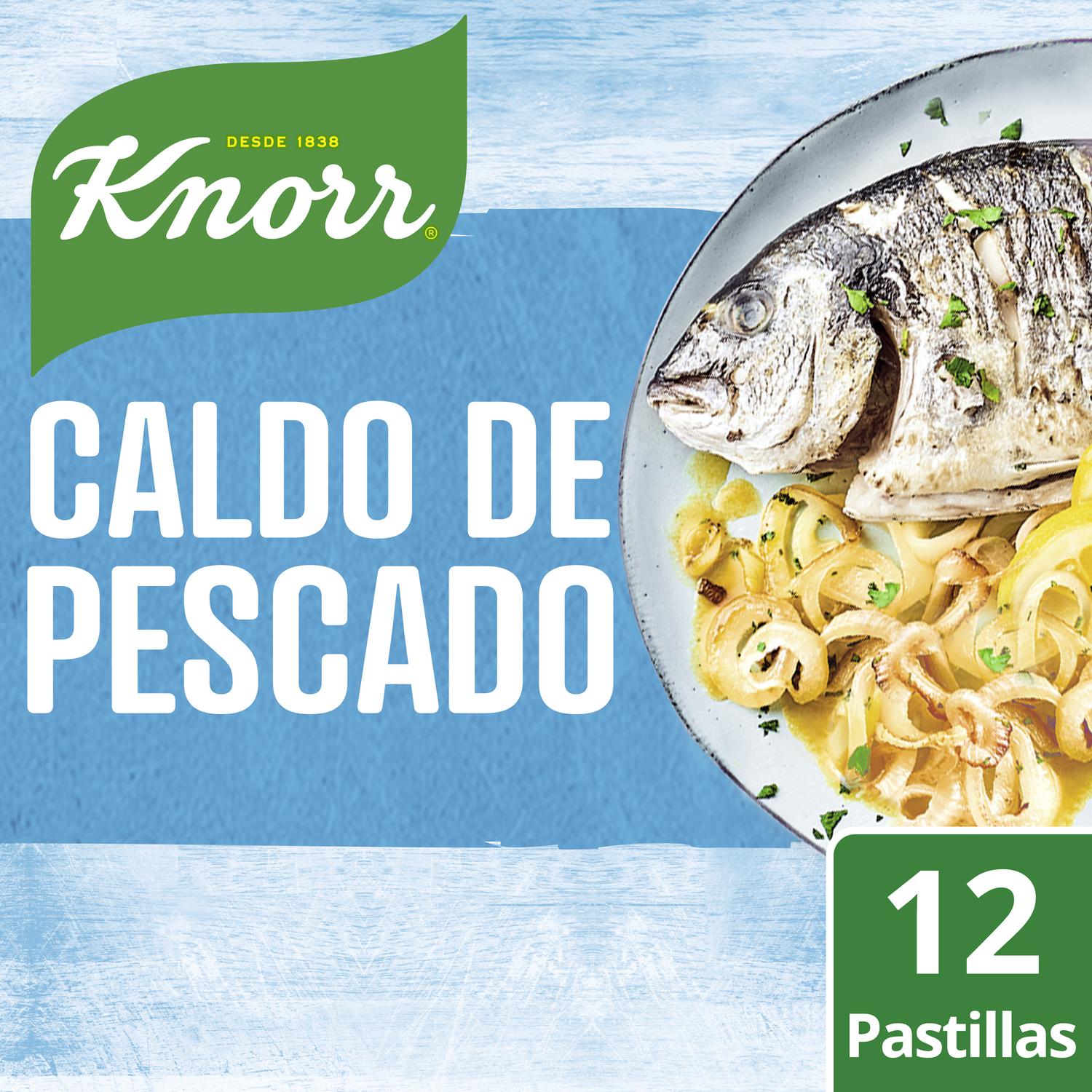 Caldo de pescado con un toque de aceite de oliva virgen extra Knorr sin gluten 12 pastillas