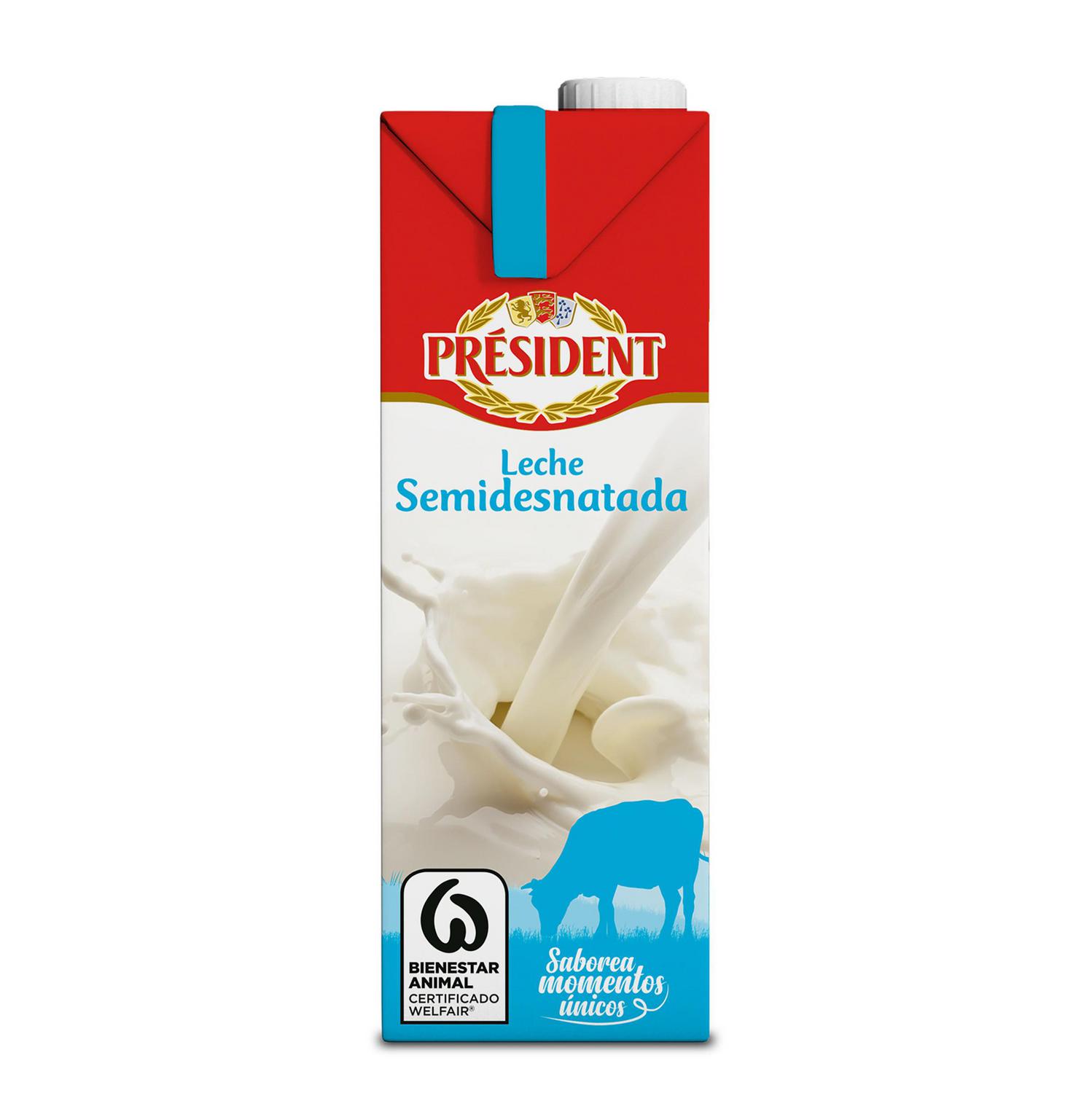 Leche semidesnatada Président brik 1 l.