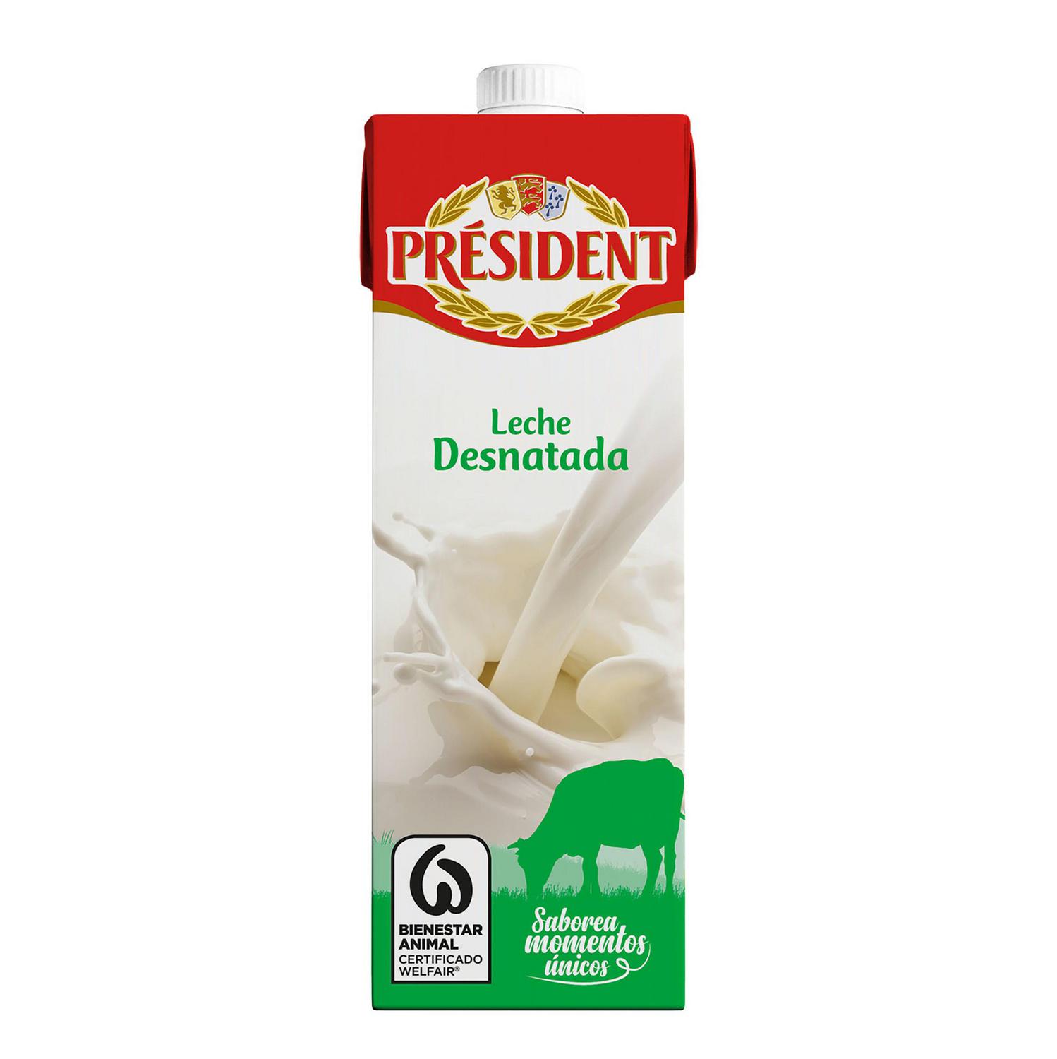 Leche desnatada Président brik 1 l.