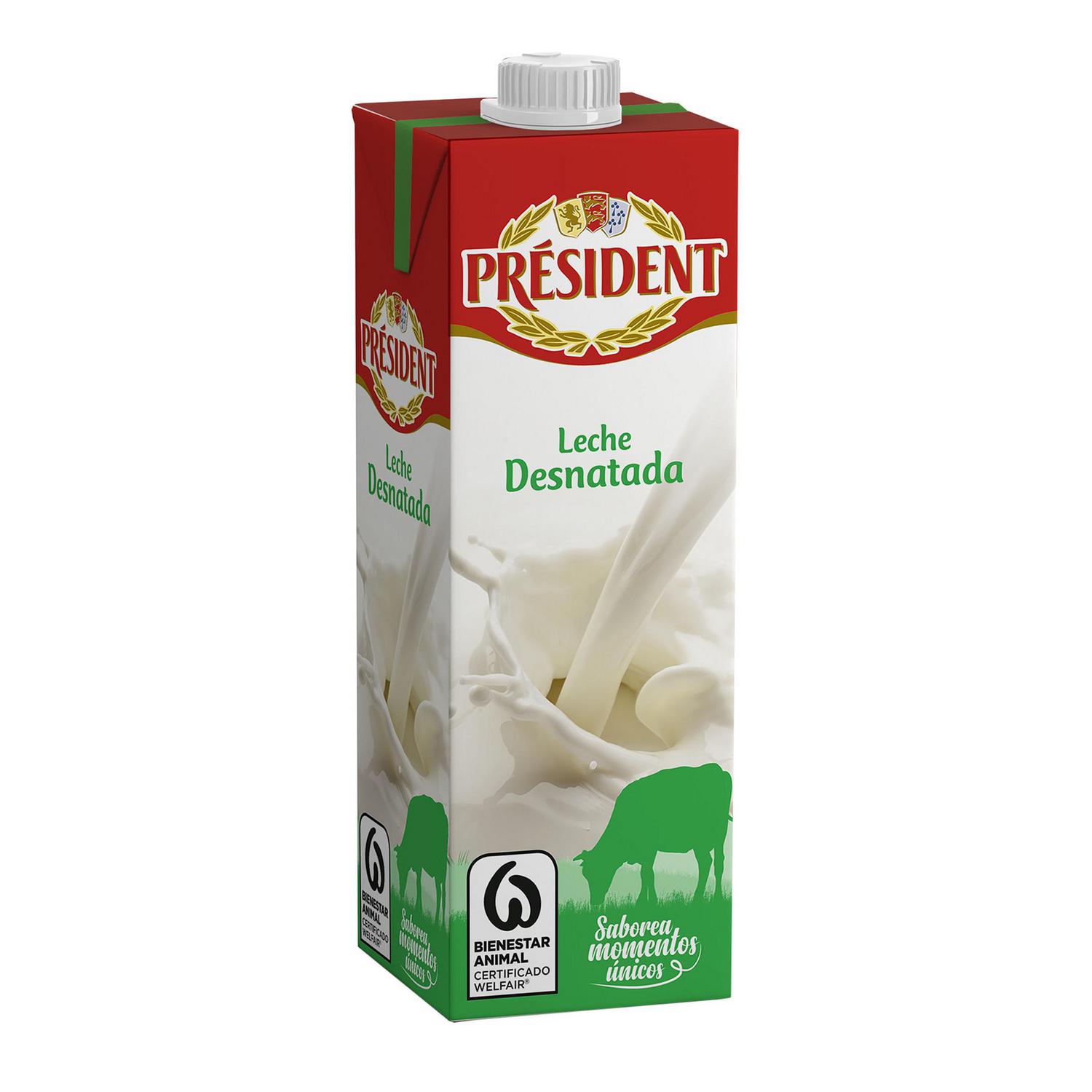 Leche desnatada Président brik 1 l.