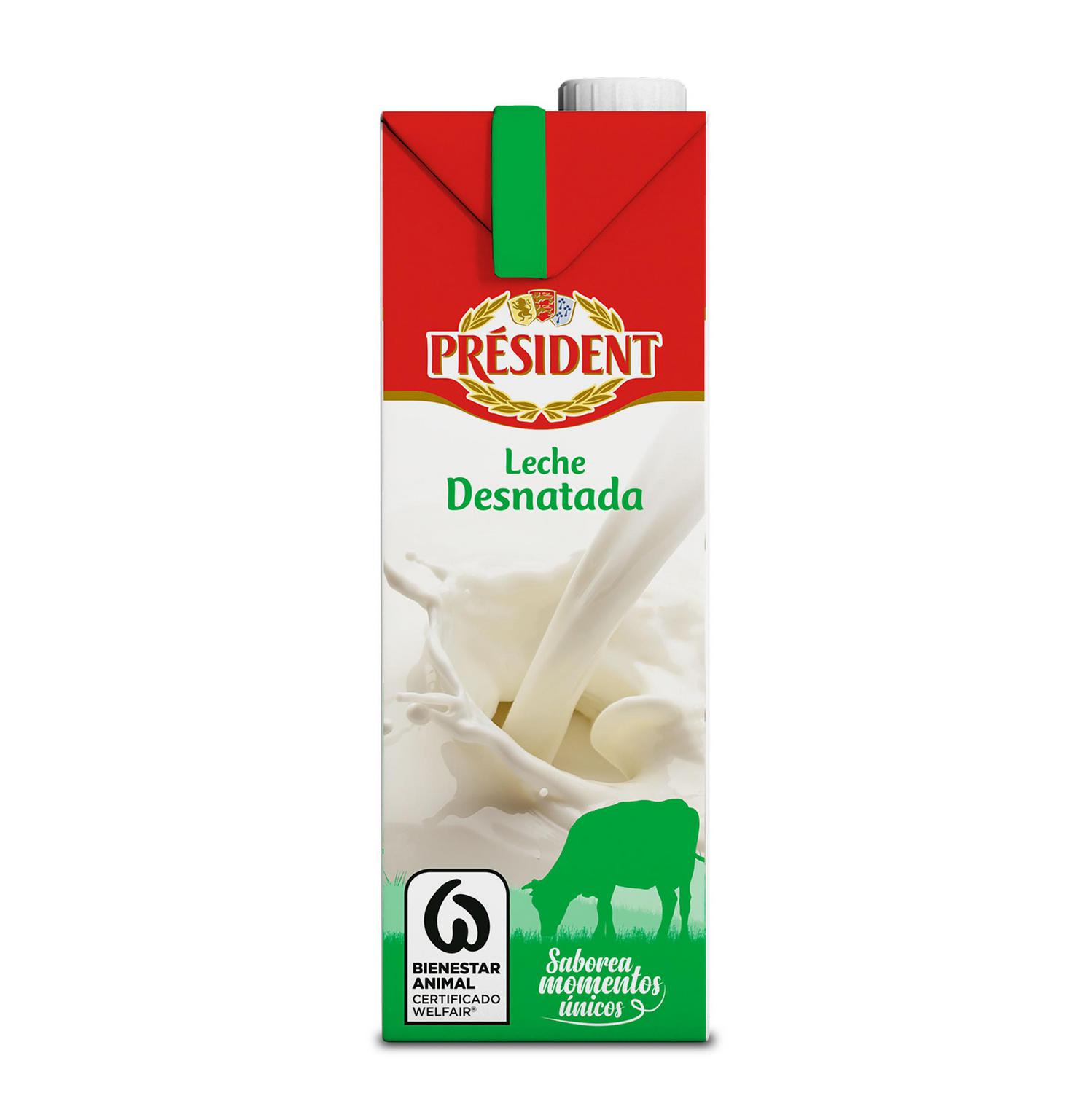 Leche desnatada Président brik 1 l.