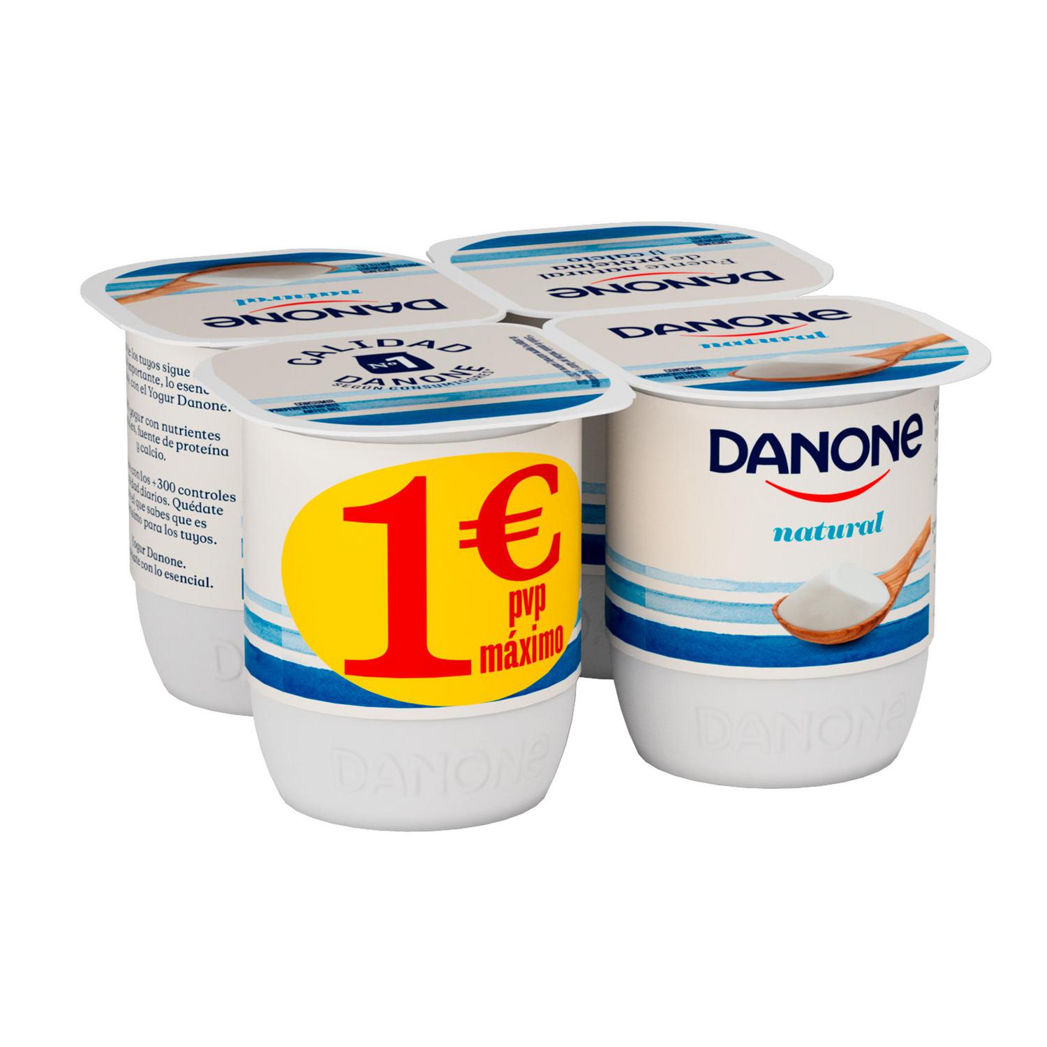 Yogur natural Danone sin gluten pack de 4 unidades de 120 g.