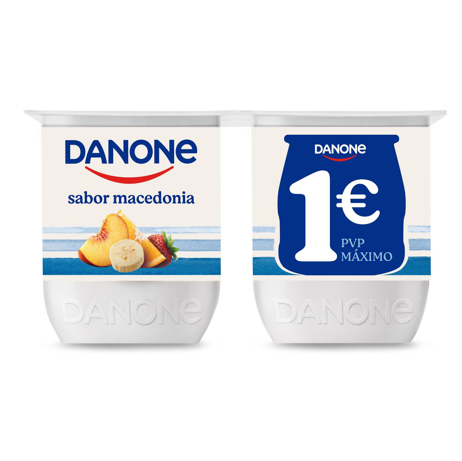Yogur sabor macedonia Danone sin gluten pack de 4 unidades de 120 g.