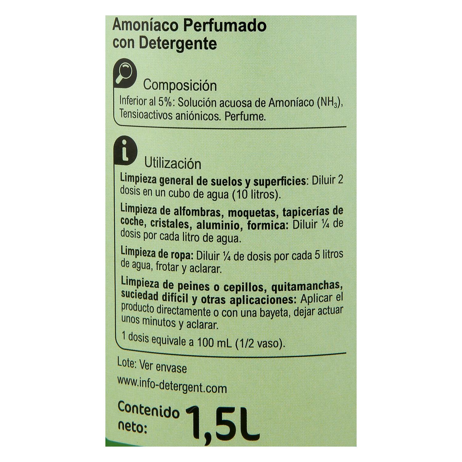 Amoniaco perfumado con detergente Carrefour 1,5 l.