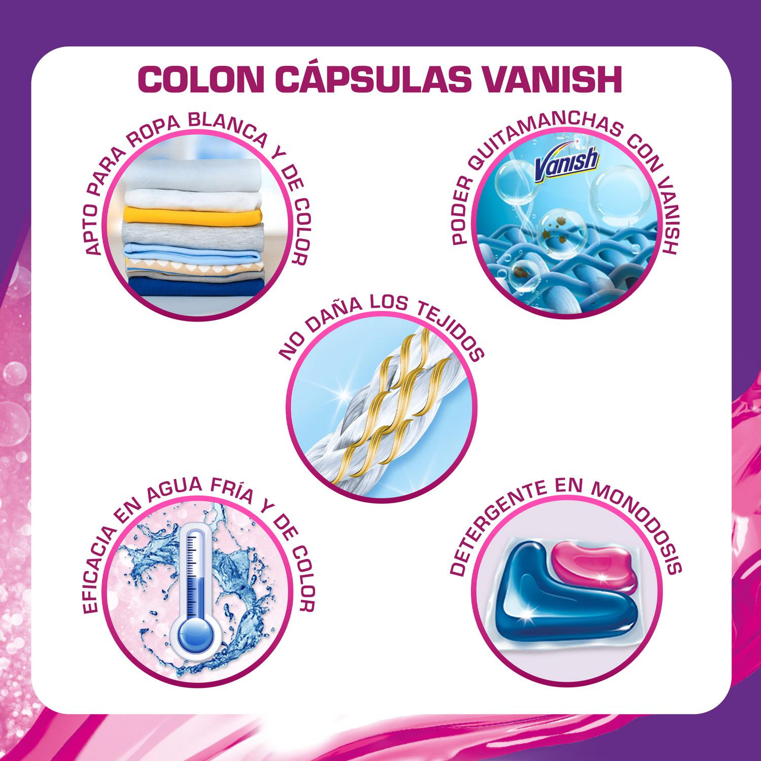 Detergente en cápsulas poder quitamanchas Vanish Power Caps Advanced Colon 32 ud.