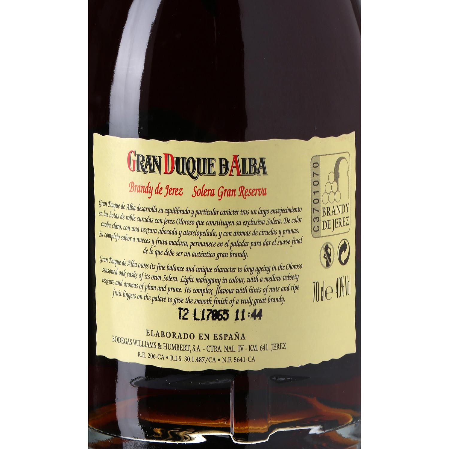 Brandy de Jerez Gran Duque D Alba solera gran reserva 70 cl.