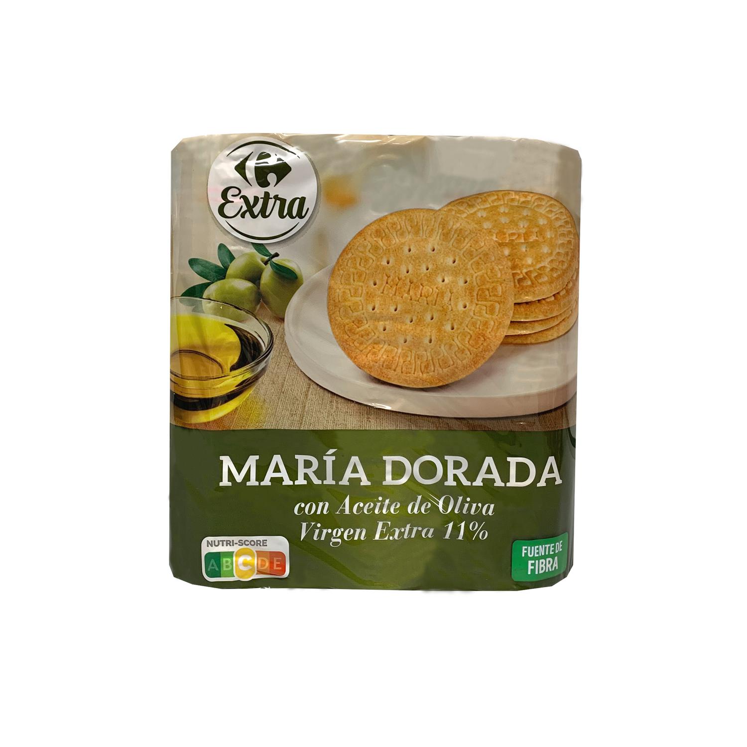 Galleta maría dorada con aceite de oliva virgen Carrefour Extra 600 g.