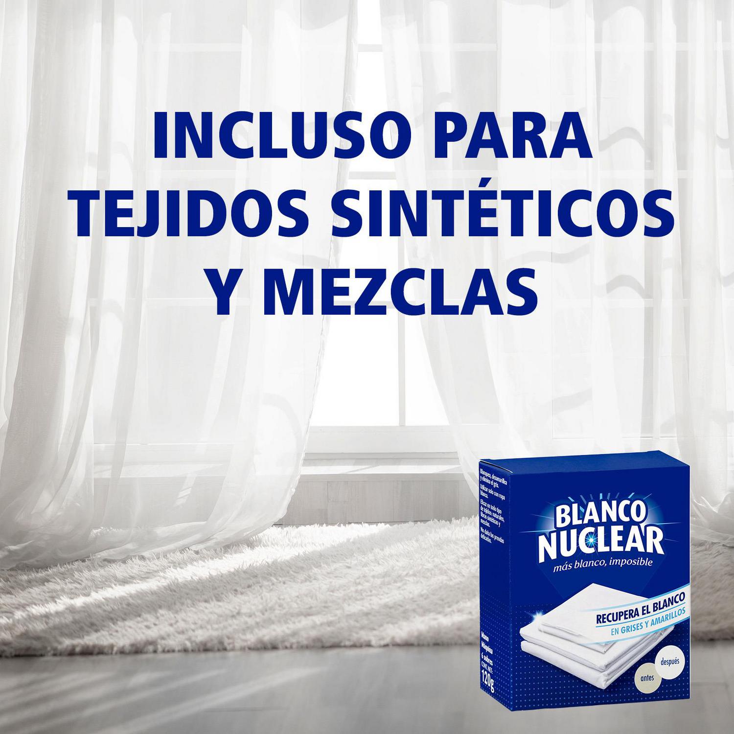 Blanqueador ropa en sobres Blanco Nuclear pack de 6 unidades de 20 g.