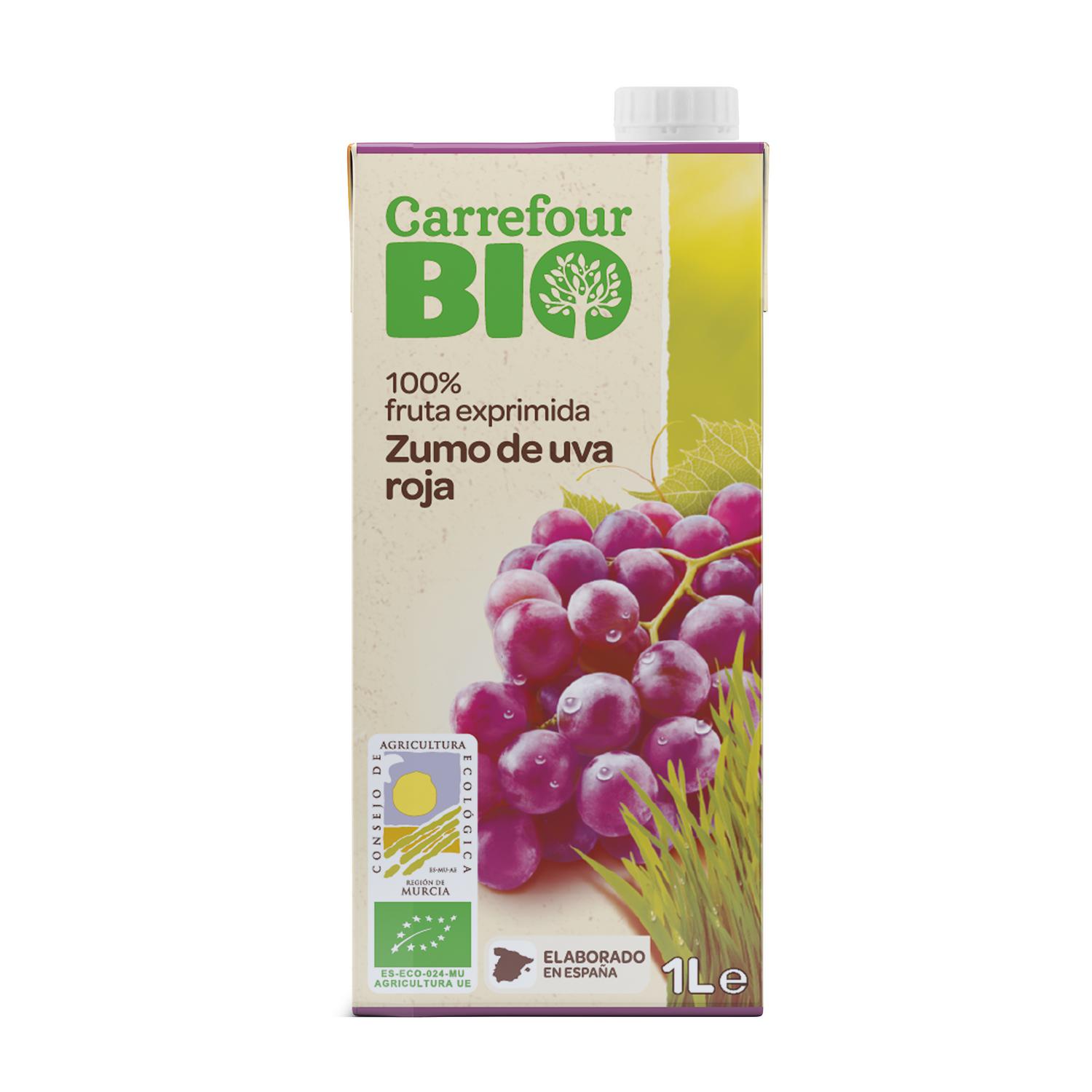Zumo de uva roja ecológico Carrefour Bio brik 1 l.