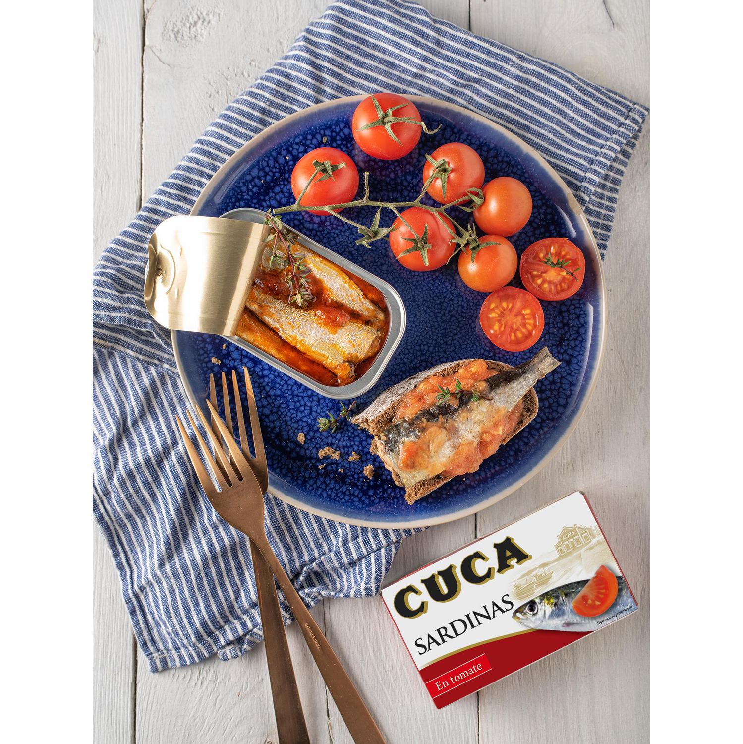 Sardinas en tomate Cuca sin gluten y sin lastosa 80 g.