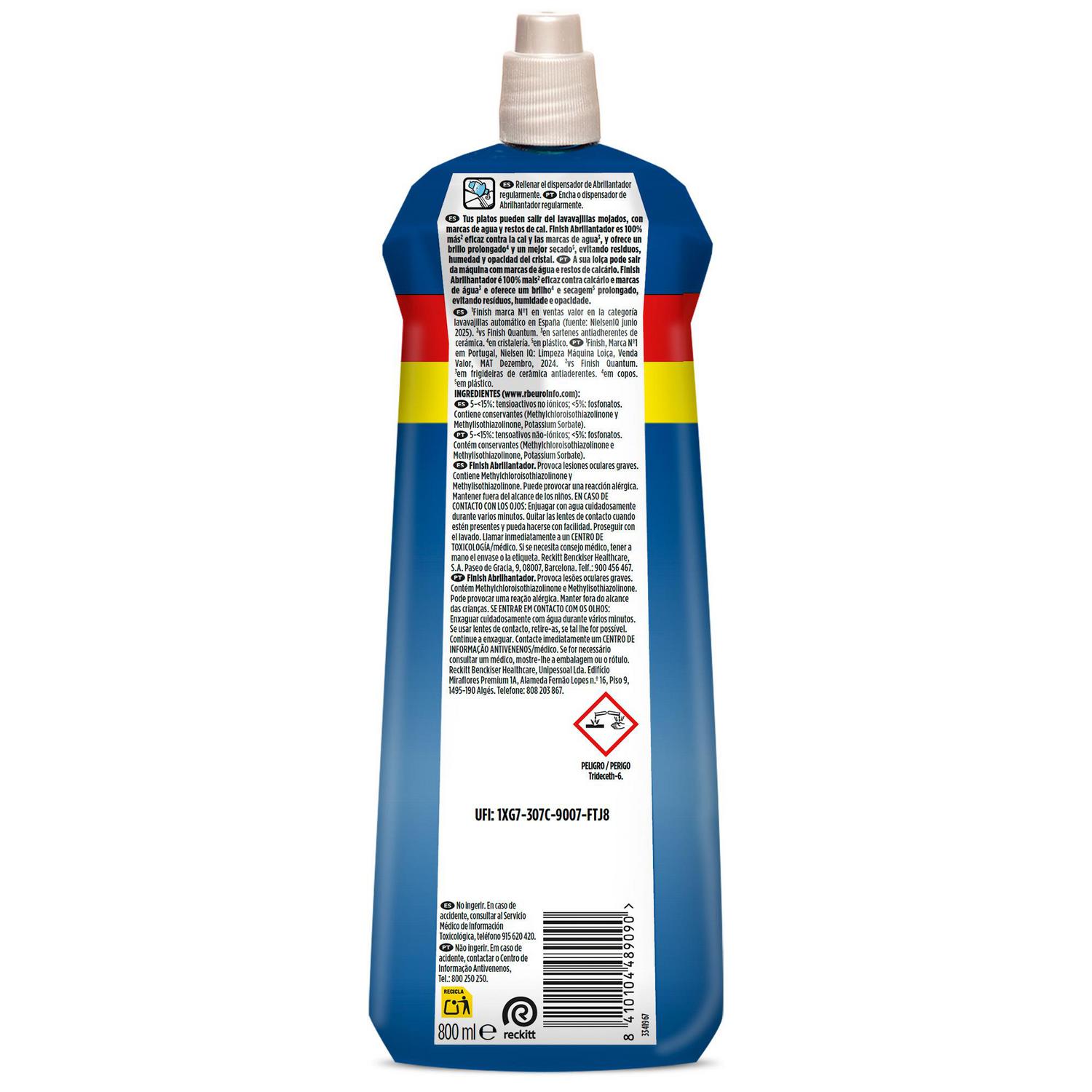 Abrillantador para lavavajillas Finish Powerball 800 ml.