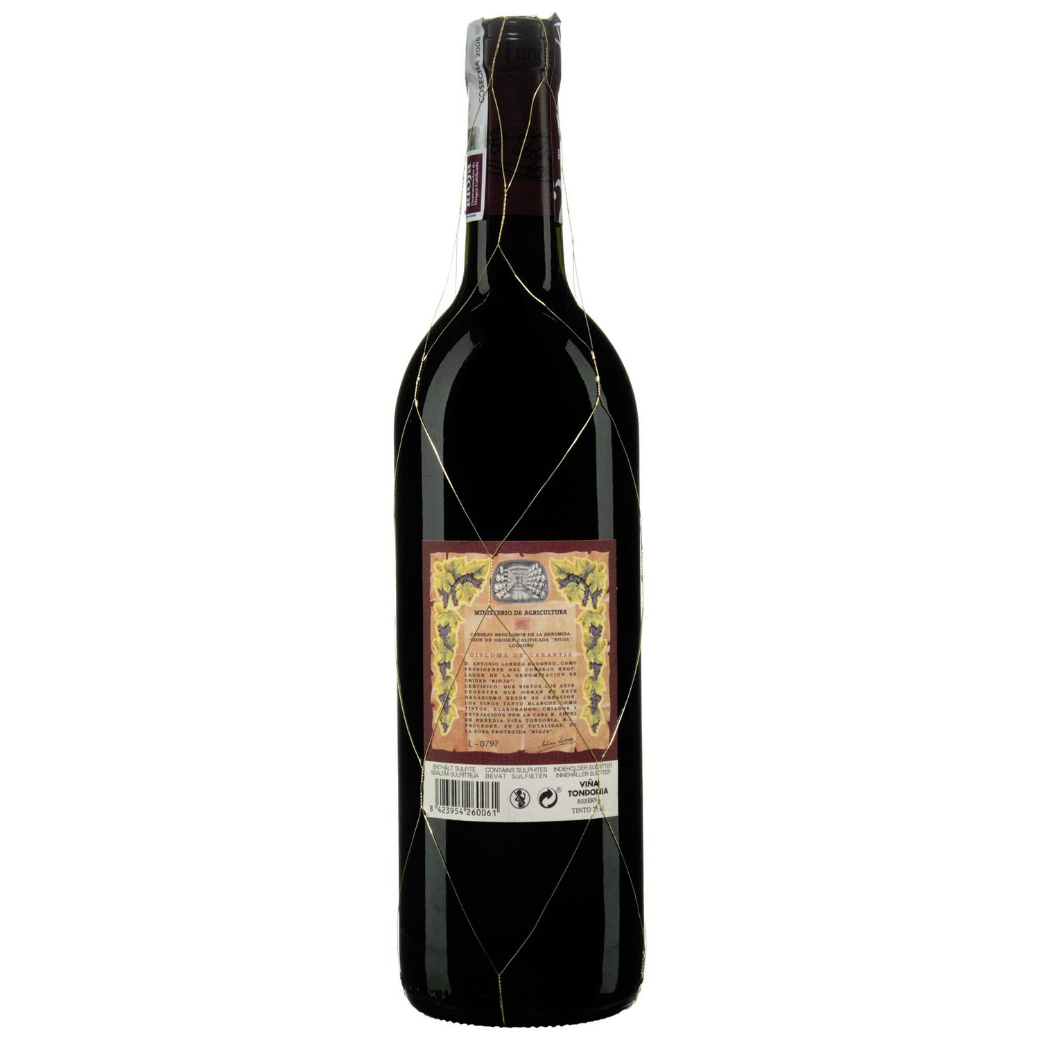 Vino tinto reserva Viña Tondonia D.O.Ca. Rioja 75 cl.