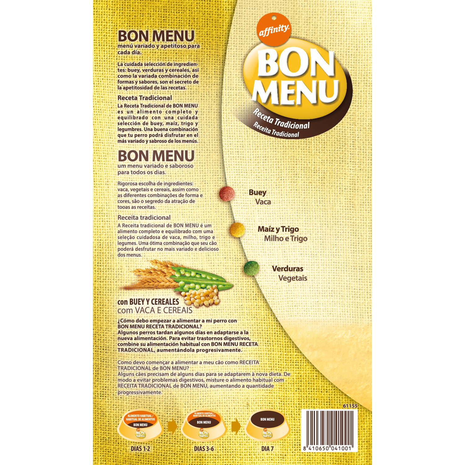 Pienso para perro adulto Bon Menú Receta Tradicional 10 Kg.