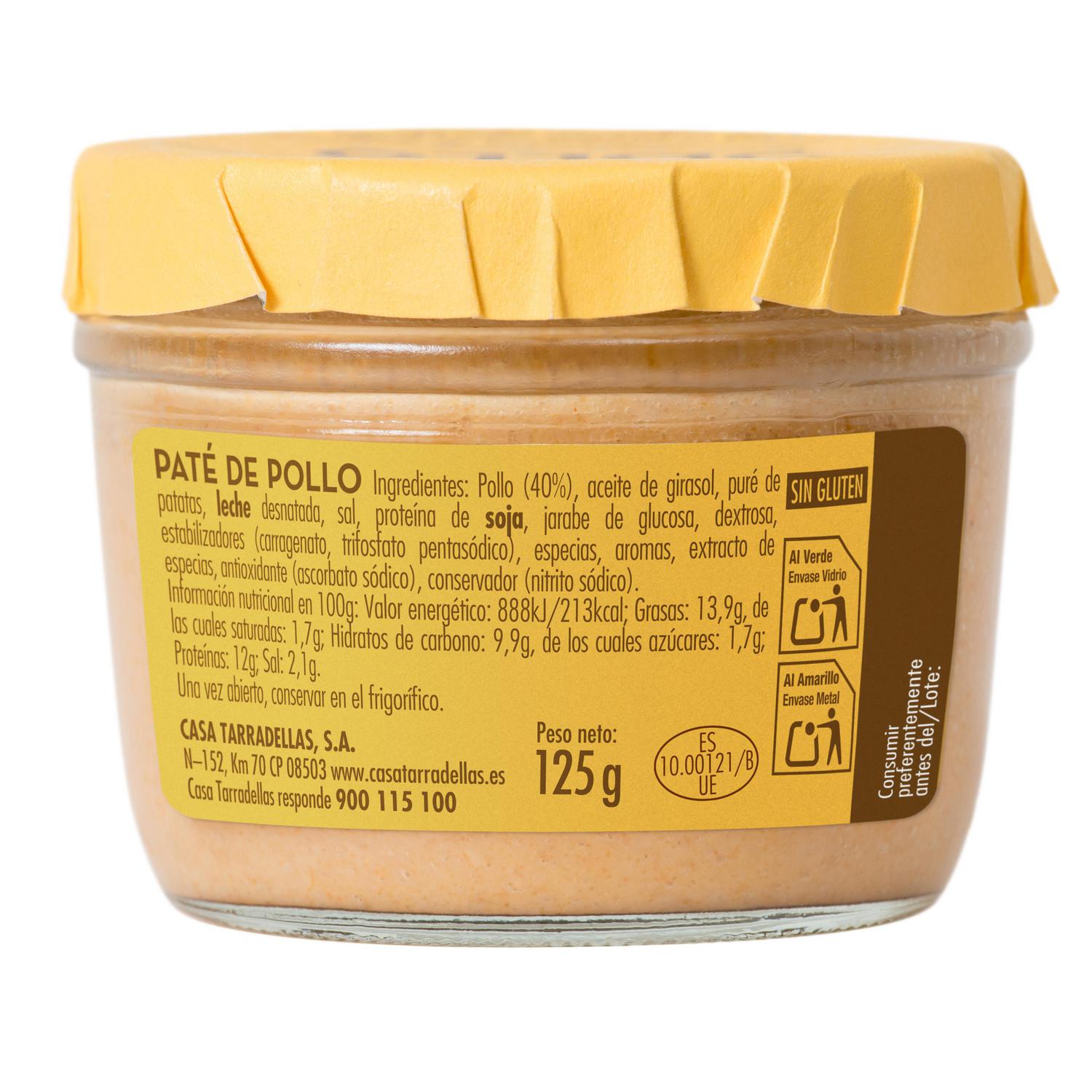 Paté de pollo Casa Tarradellas sin gluten 125 g.