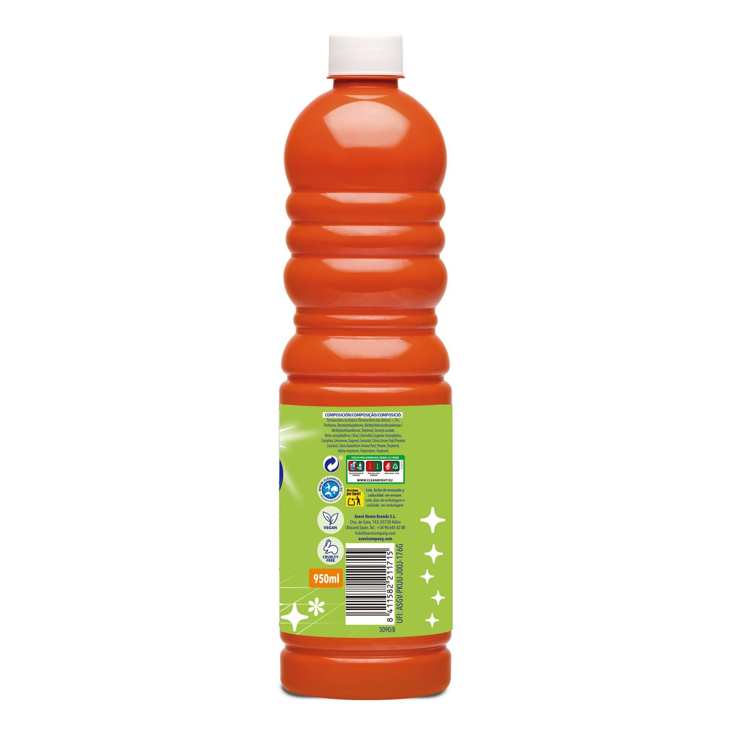 Friegasuelos concentrado naranja Avevi 950 ml.