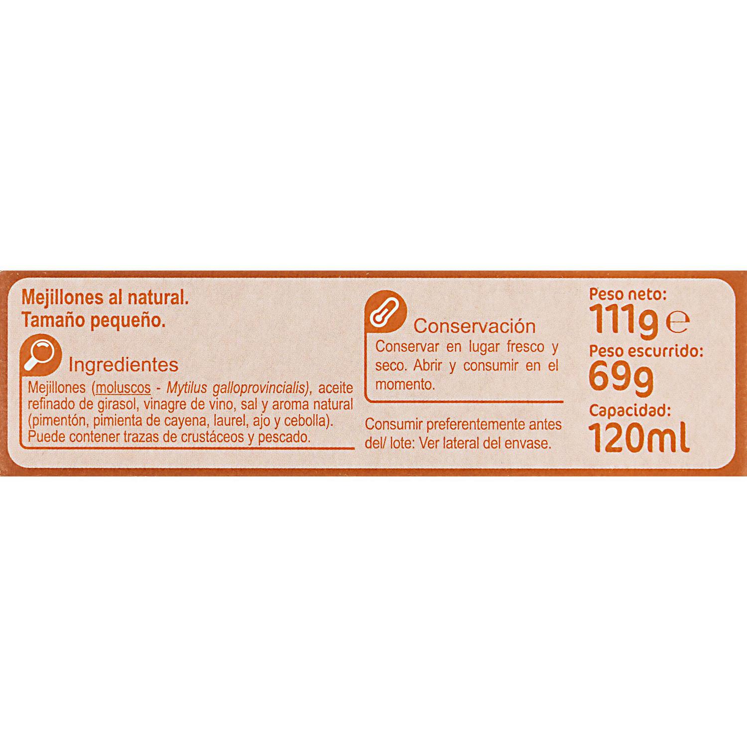 Mejillones en escabeche 13-18 Extra Carrefour sin gluten 69 g.