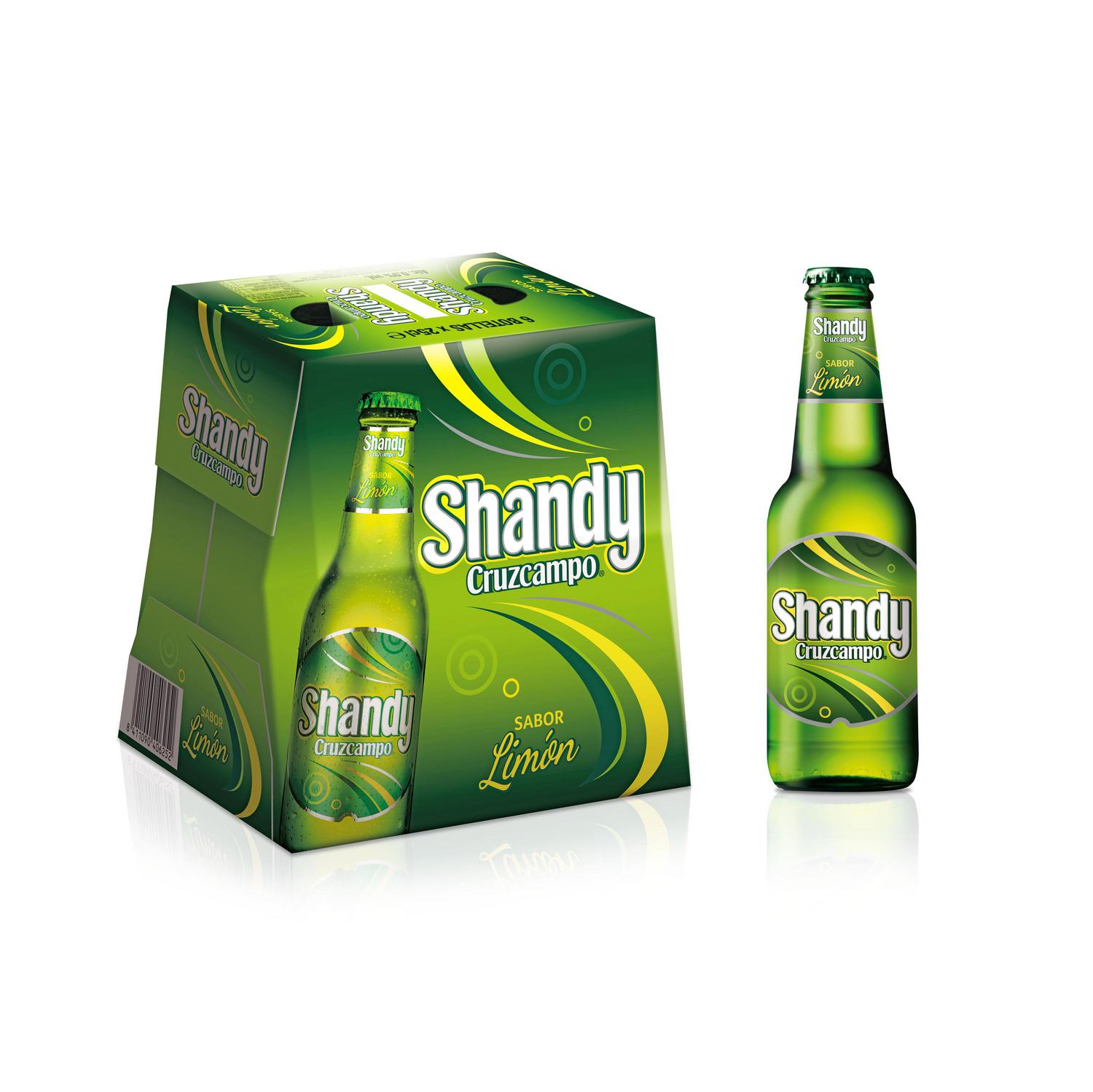 Cerveza Cruzcampo Shandy sabor limón pack 6 botellas 25 cl.