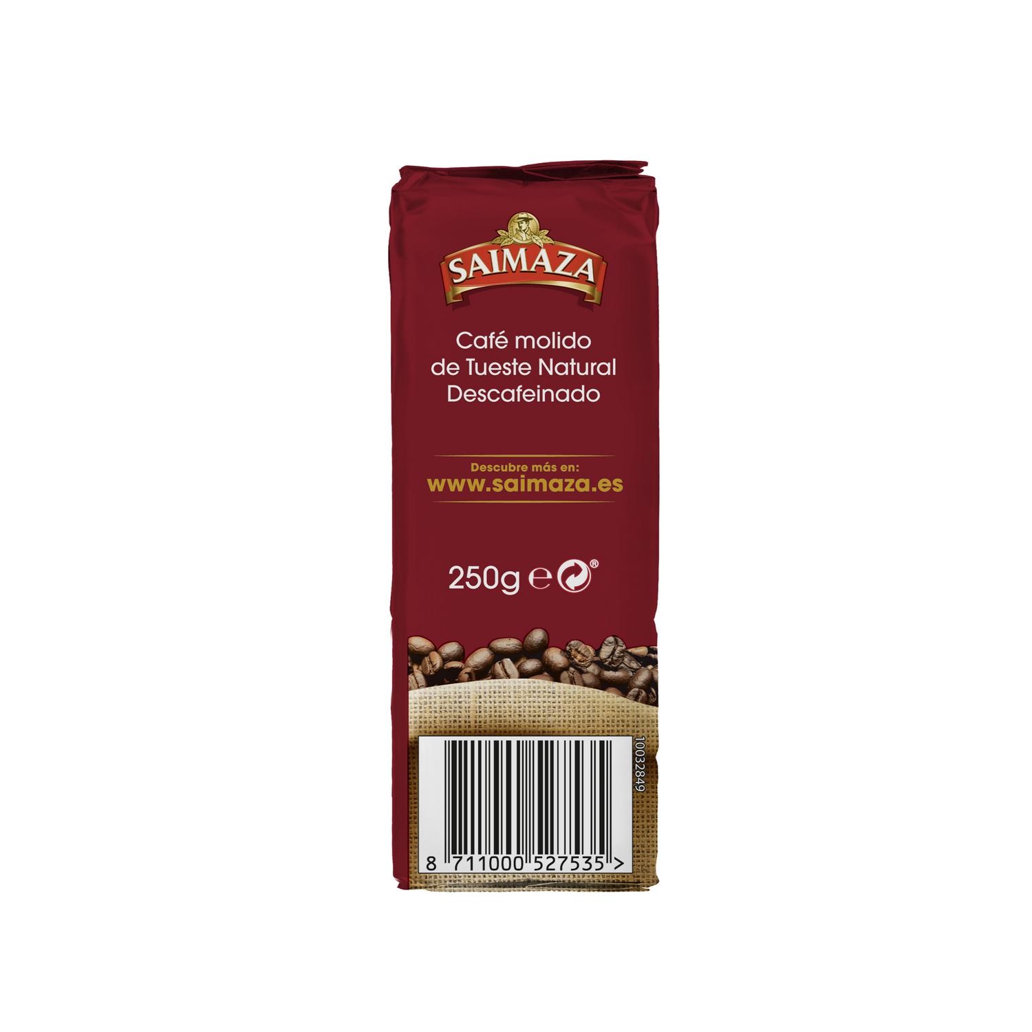 Café molido natural descafeinado Saimaza 250 g.