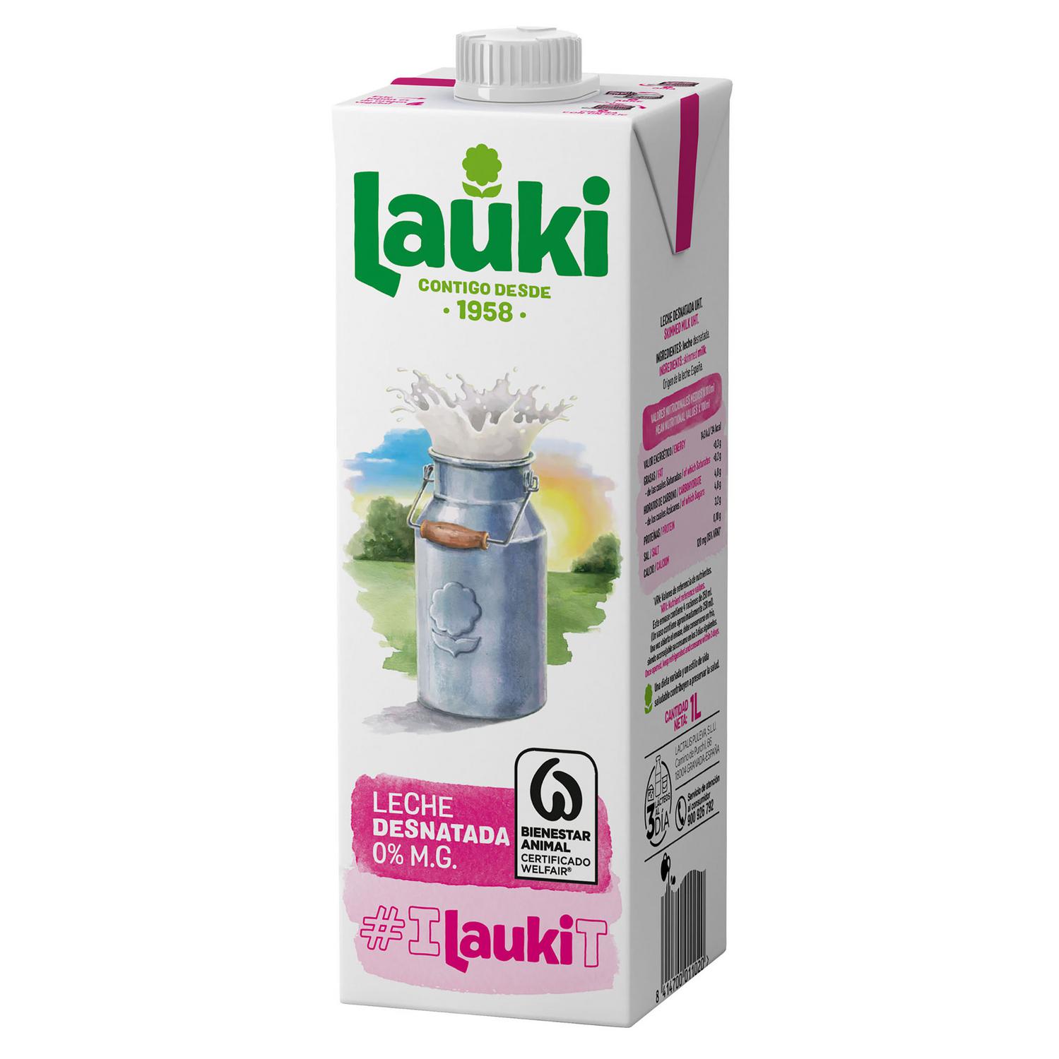Leche desnatada Lauki brik 1 l.