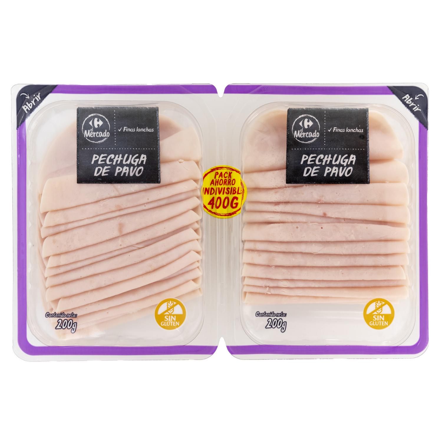Pechuga de pavo en lonchas Carrefour El Mercado sin gluten 2x200 g