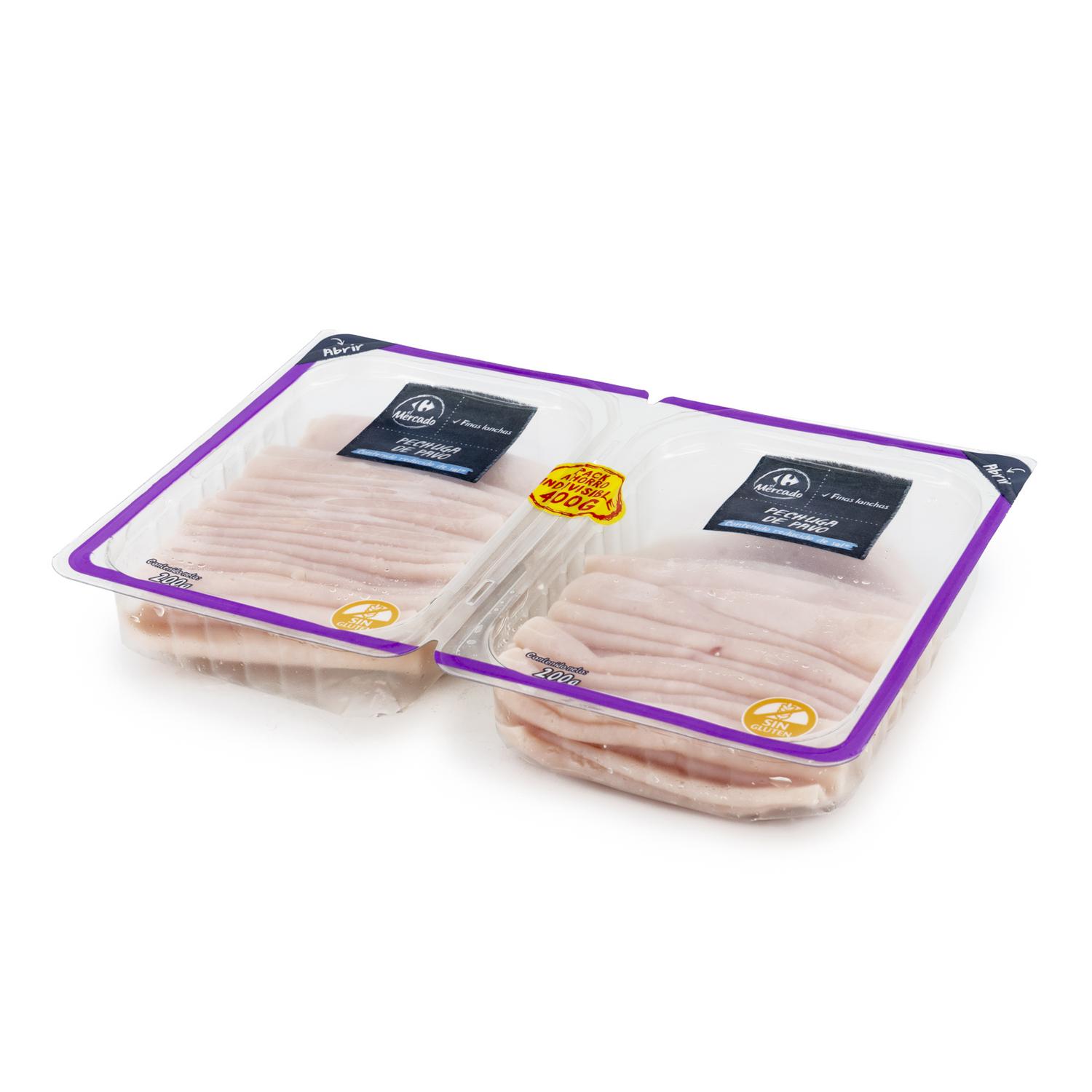 Pechuga de pavo en finas lonchas Carrefour El Mercado sin gluten 2x200 g
