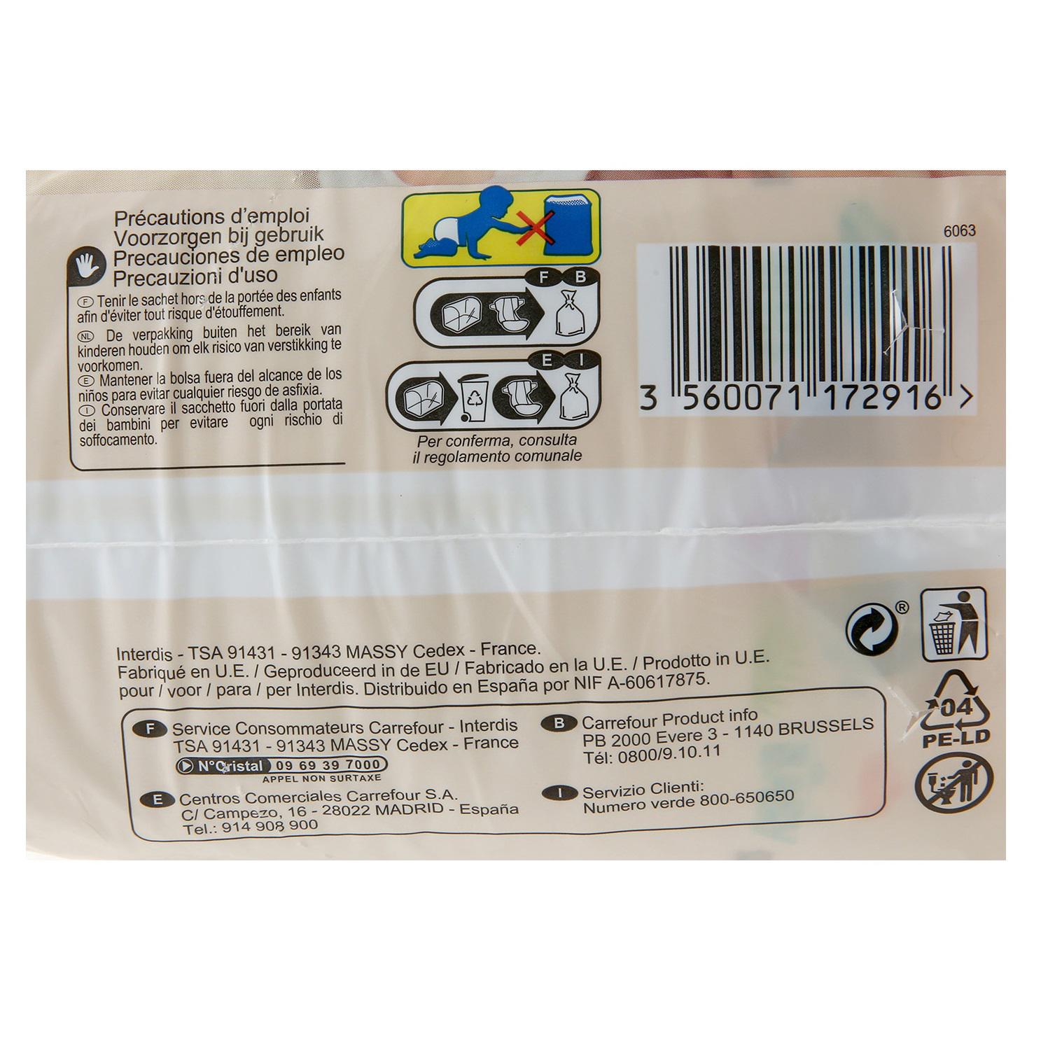 Pañales soft&protect Carrefour Baby T1 (2-5 kg) 26 ud.